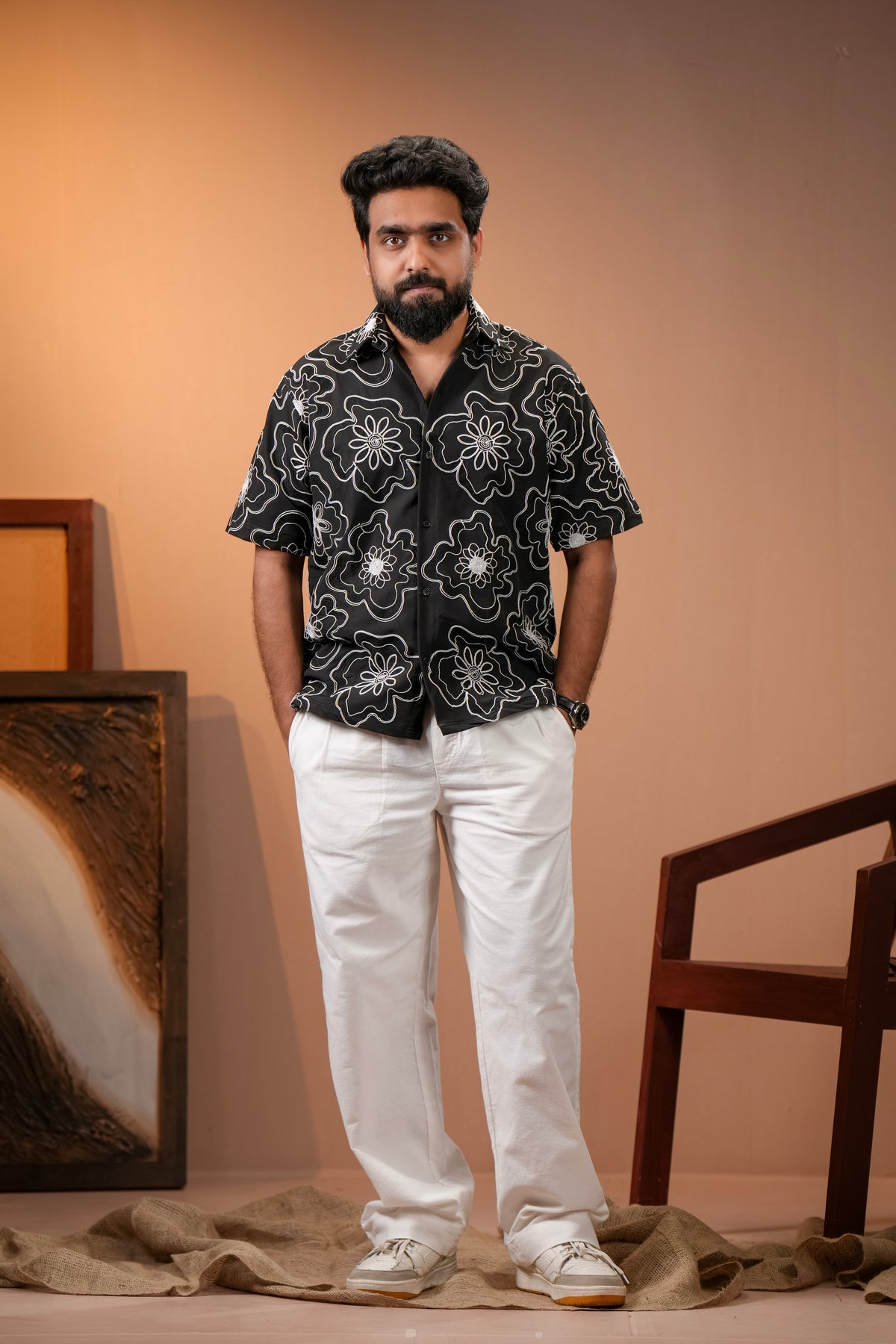 Embroidered Men's Cuban Shirt