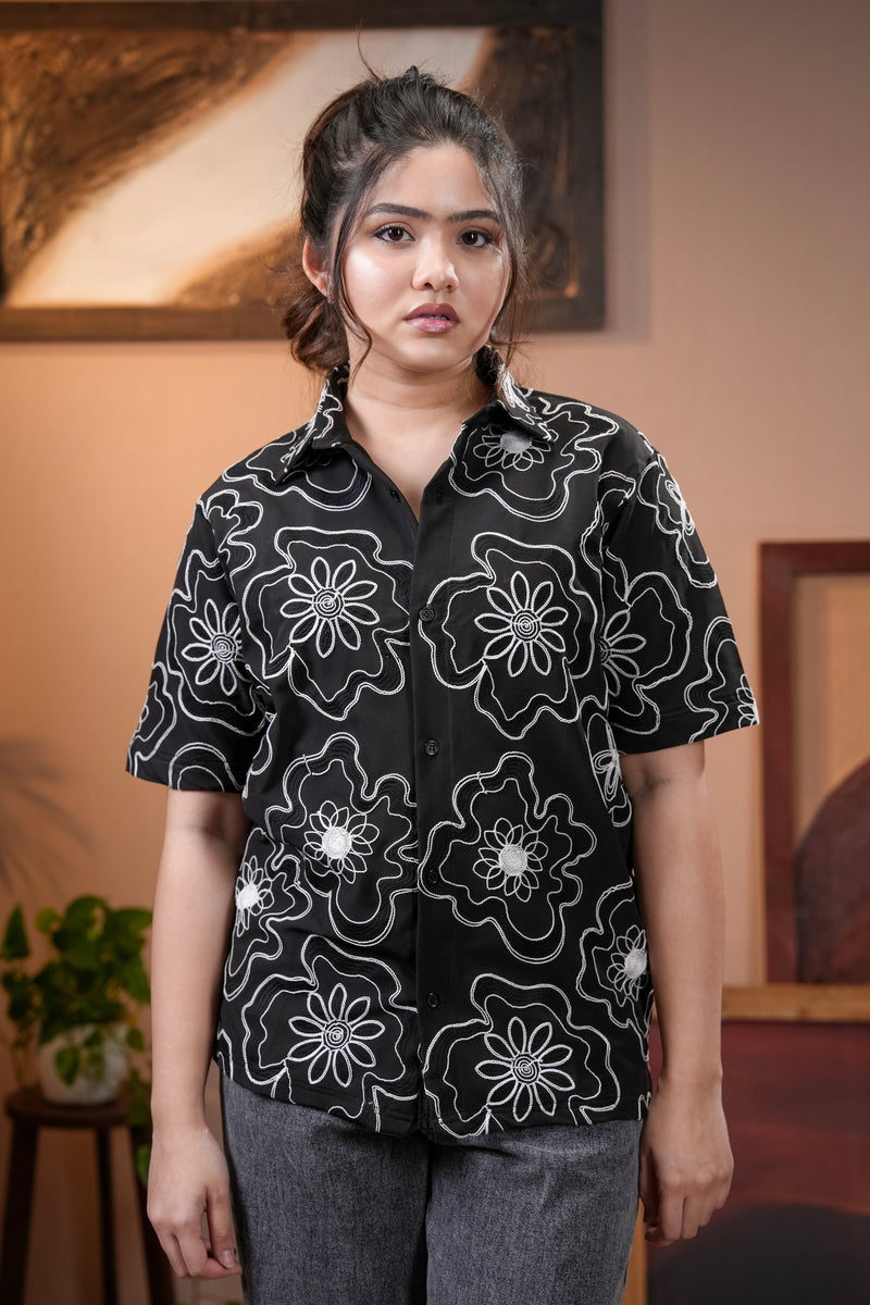 Embroidered Women's Cuban Shirt-zoom-