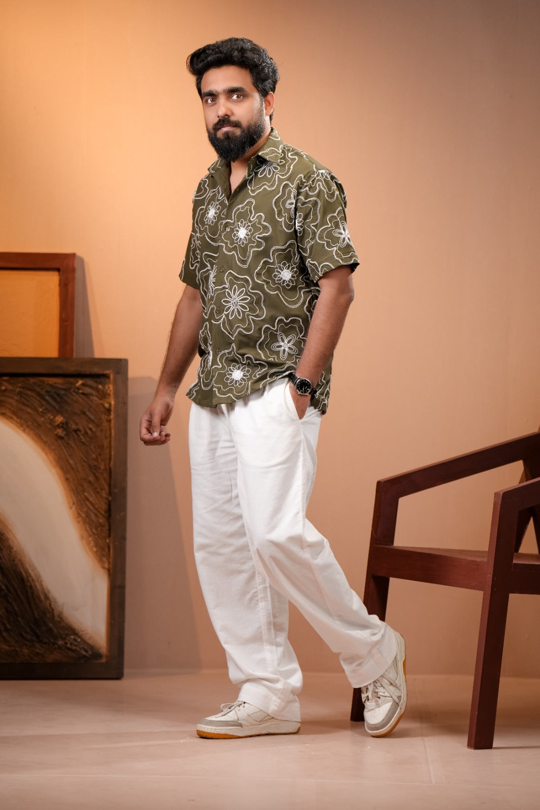 Embroidered Men's Cuban Shirt-3