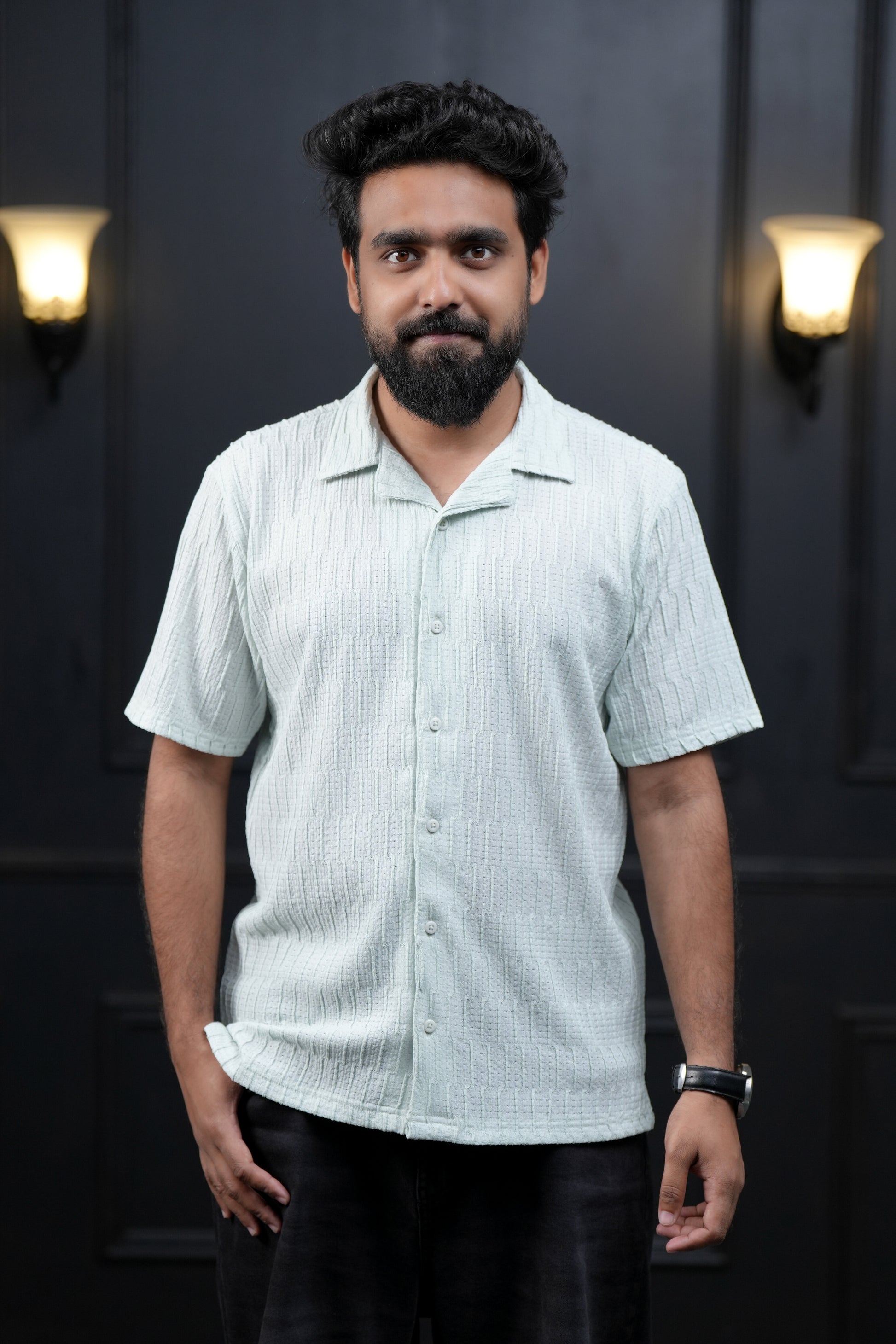 Relaxed Knit Men's Cuban Shirt-4