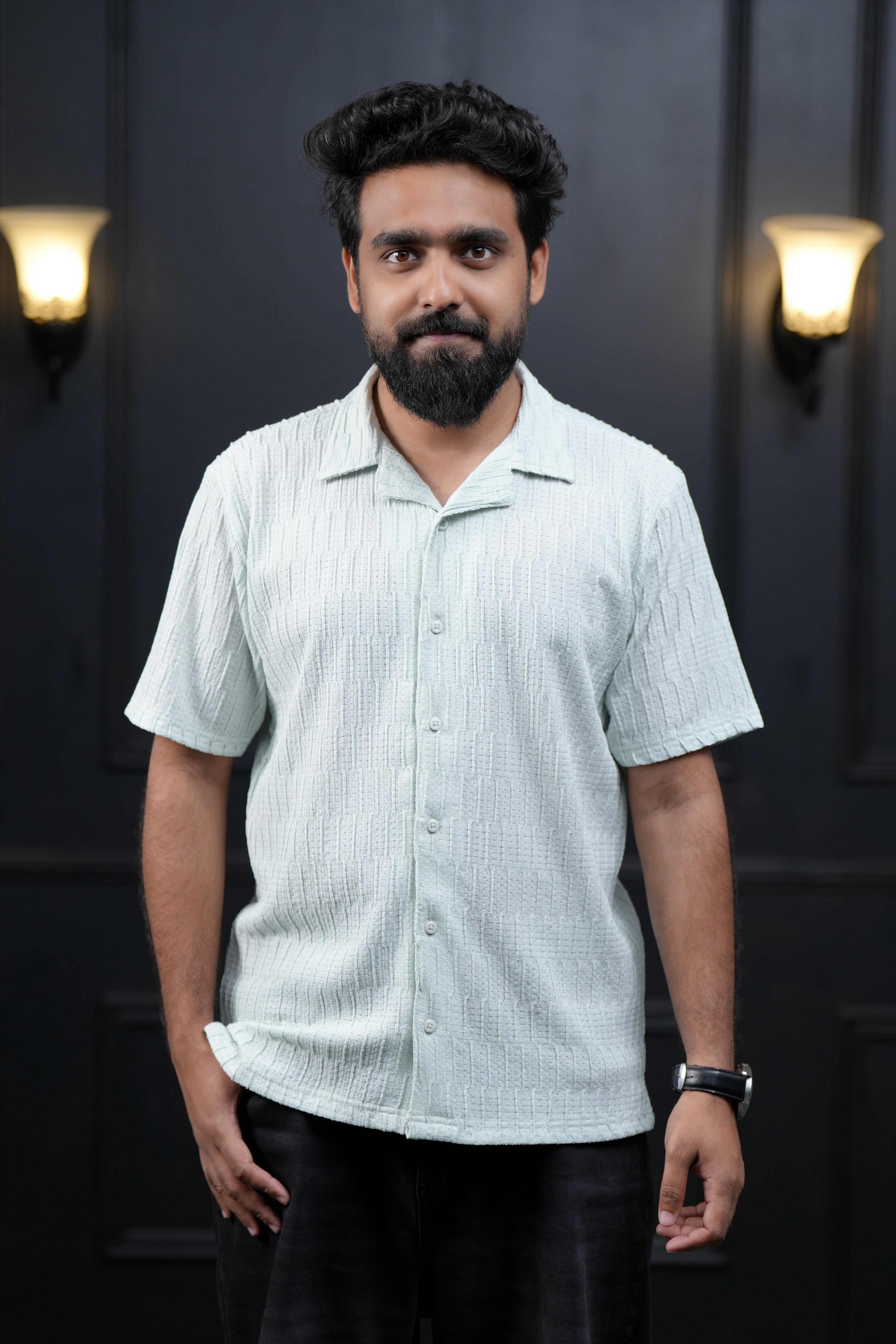 Relaxed Knit Men's Cuban Shirt-zoom-4